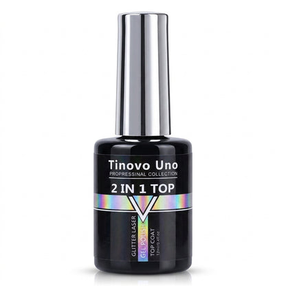 Tinovo Professional 2 In 1 Top Coat Glitter Laser Gel Polish 12ml