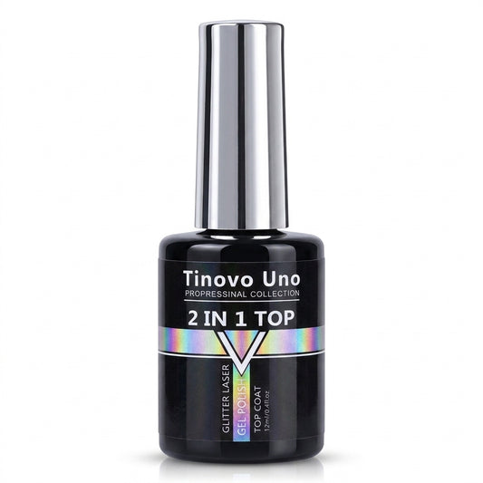 Tinovo Professional 2 In 1 Top Coat Glitter Laser Gel Polish 12ml