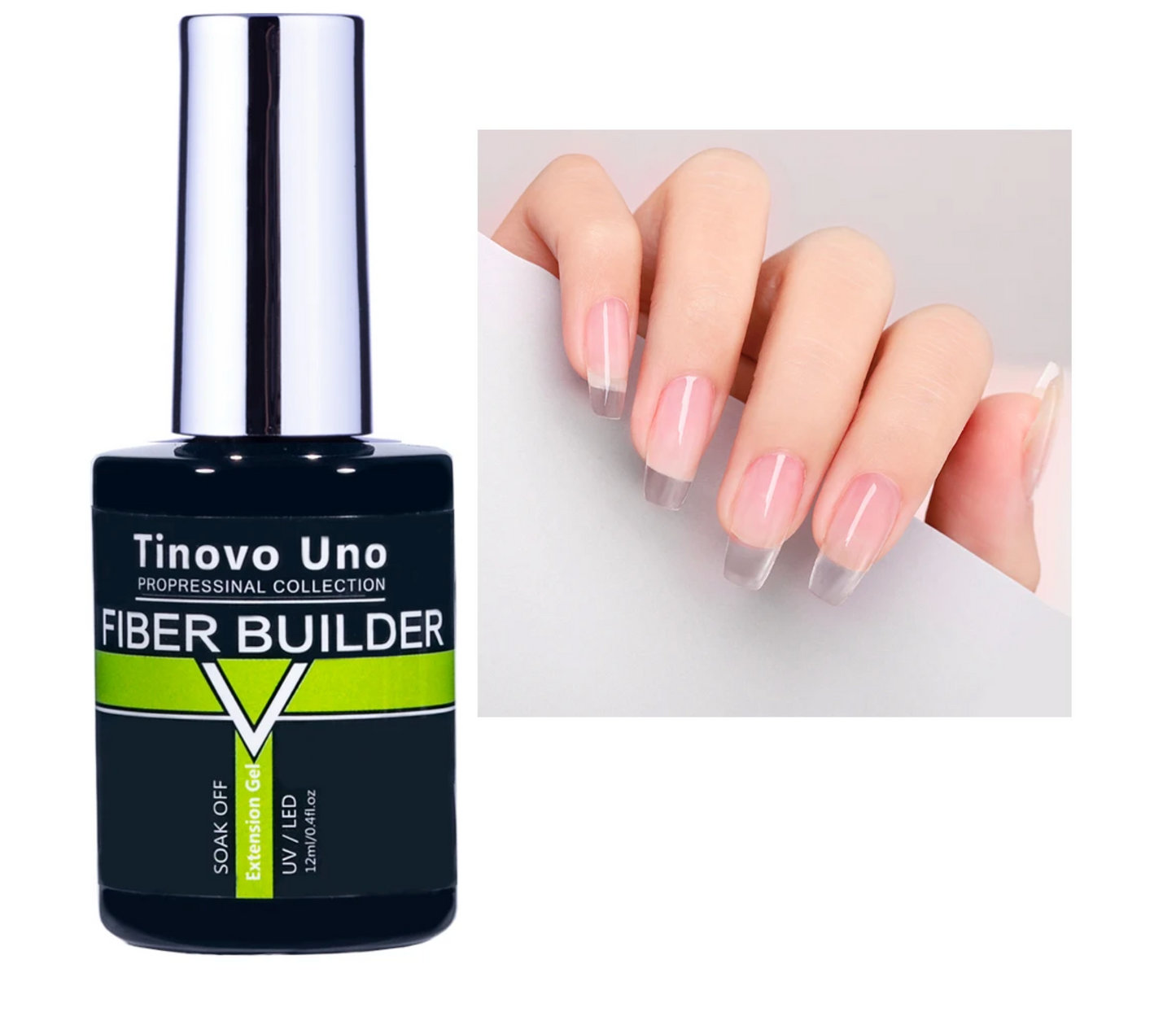 Tinovo Professional Nail Fiber Builder Extension Gel Clear 12ml