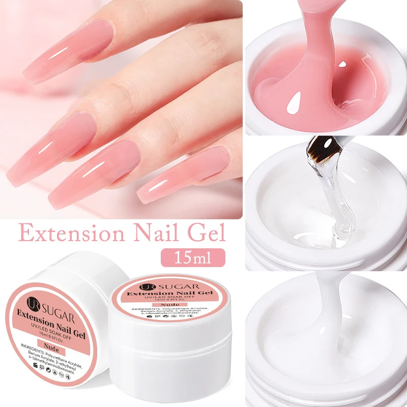 Ur Sugar Extension Nail Milky Color Gel Extension Soft Pink 15ml