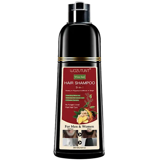 Wozutunt Cover Grays Wine Red 3 In 1 Hair Dye Shampoo 200ml