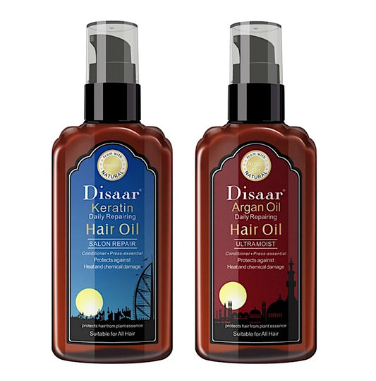Disaar Keratin Daily Repairing Hair Oil 120ml & Argan Hair Oil Duo