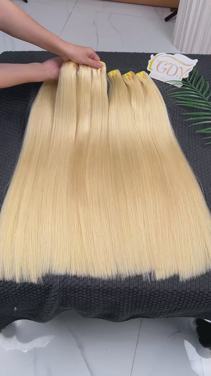 Blonde Coloured Vietnamese Super Double Drawn Straight 100% Human Hair Bundles 100g