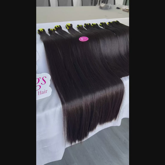 Raw Vietnamese Super Double Drawn Straight 100% Virgin Human Hair Bundles 100g