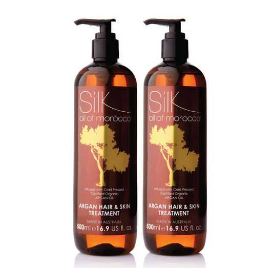 Silk Oil of Morocco Argan Hair & Skin Treatment 500ml Duo